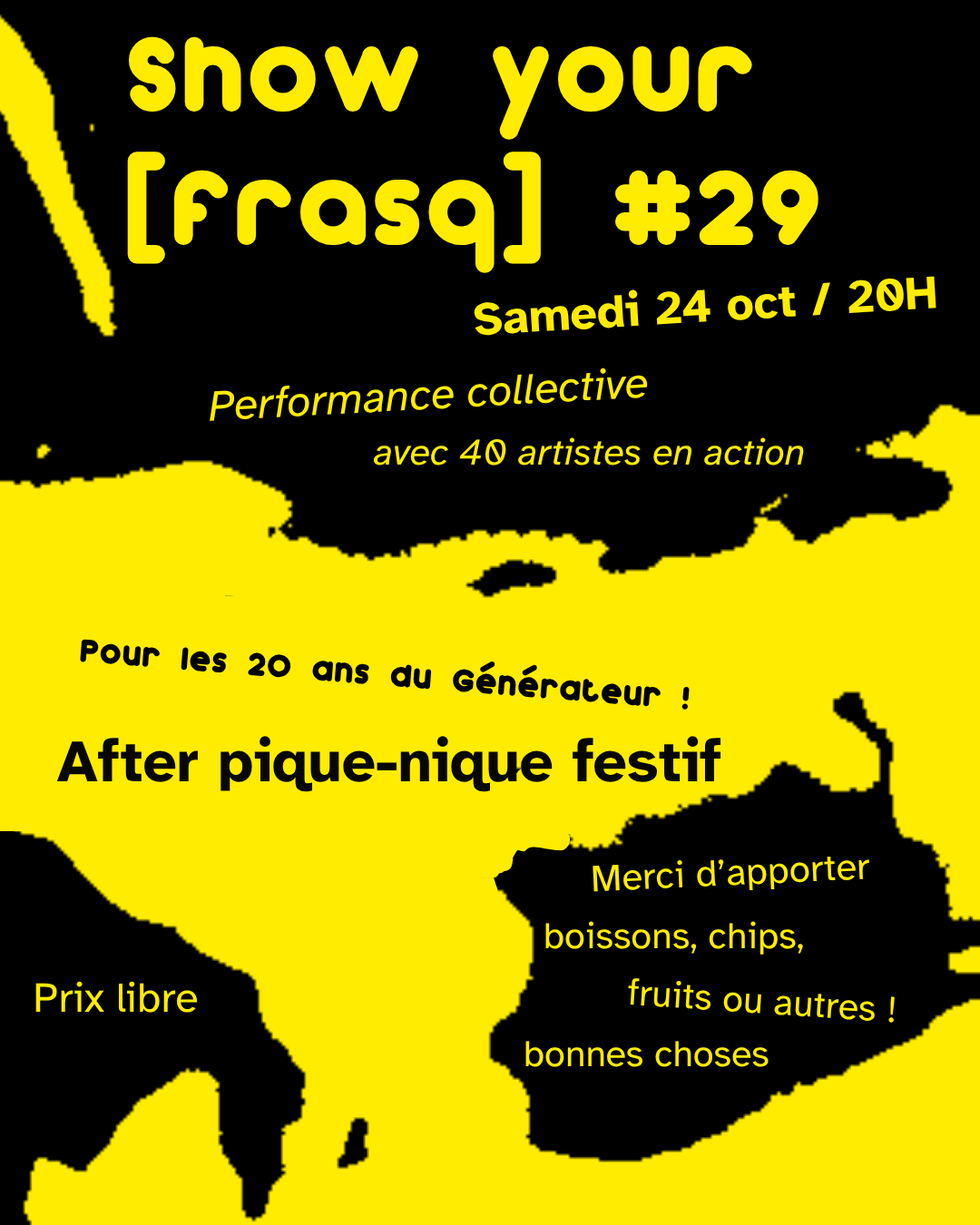 Performance collective avec 40 artistes, puis pique-nique festif — prix libre